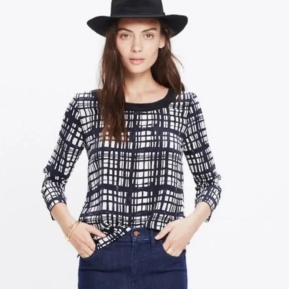 Madewell Checked Silk Blouse